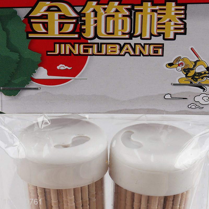 Latest products disposable bamboo toothpick with plastic bottle