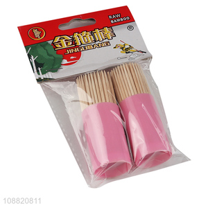 Best quality bamboo disposable toothpick with toothpick holder