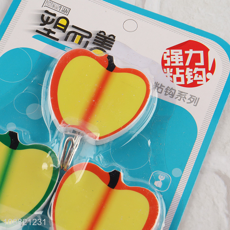 Low price 3pcs fruit shaped sticky wall hooks for hanging