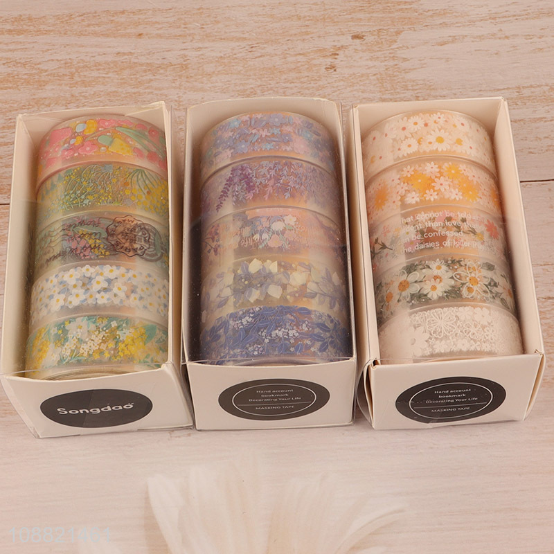 Wholesale 4 rolls floral washi paper tape set for gift wrapping