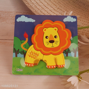 Wholesale educational cartoon animal puzzle wooden preschool toy