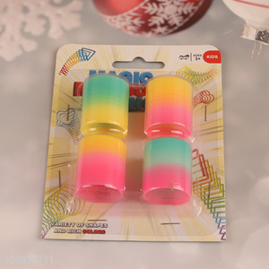 Wholesale 4pcs rainbow spring plastic coil fidget toy for kids