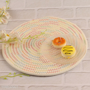 New product round thick heat resistant cotton rope woven placemat