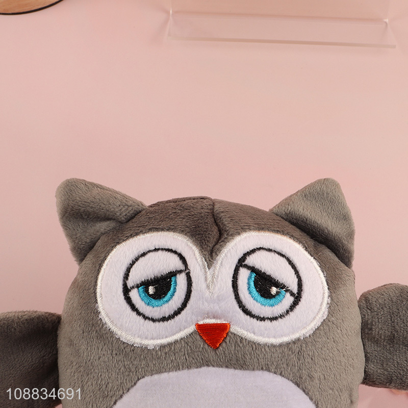 Wholesale cartoon owl plush toy soft rattle for infants babies