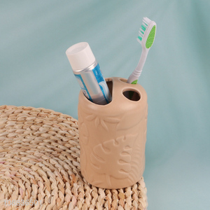Hot selling embossed ceramic <em>toothbrush</em> <em>holder</em> organizer for bathroom