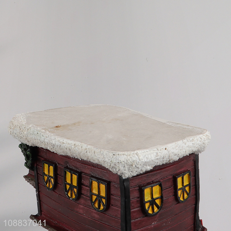 Good quality resin Christmas house figurines tabletop decoration