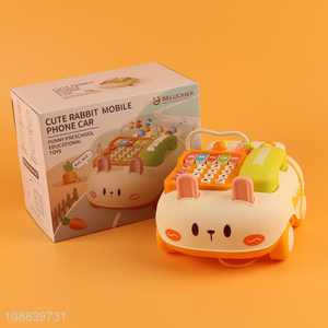 Wholesale educatioanl rabbit phone car toy with light and music
