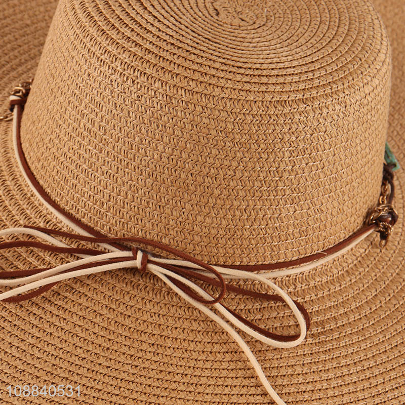Good quality wide brimmed beach straw hat for women
