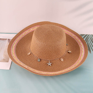 Factory price womens beach <em>straw</em> hat floppy beach hat