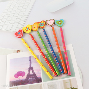 Good Price Wood-Cased Pencil with Cartoon Pencil Topper