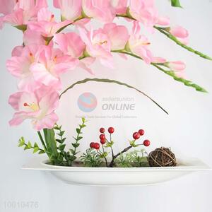 <em>Plastic</em> Artificial Flower Bonsai with Modern Ceramic Vase