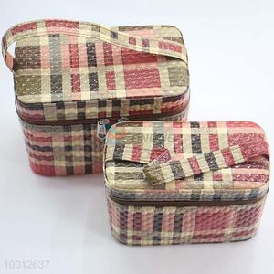 New Arrivals Pu Grid Pattern Women Cosmetic Box Makeup Bag