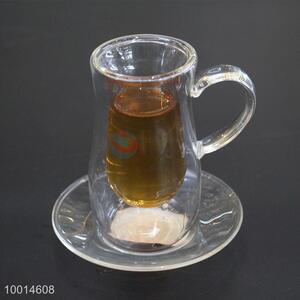 Hot sale  New Arrival Good Price Drinking Glass Straight <em>Cup</em> With Plate