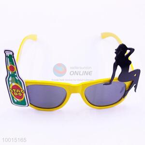 Yellow Cool Eyewear with Sexy Lady& Beer Decoration