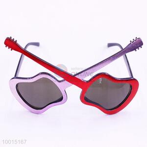 Purple&Red Color Blocking Guitar Shaped Party Eyewear