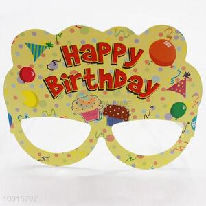 12pcs/<em>bag</em> Yellow Cartoon Pattern <em>Paper</em> Eyewear Birthday Party Decoration