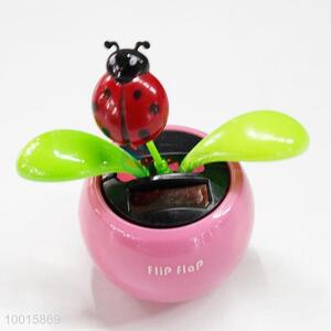 Solar Powered Dancing Flower with Ladybird Toy for Car Interior Decoration