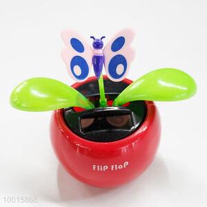 Cute Solar Powered Dancing Flower with Butterfly Toy for Car Interior Decoration