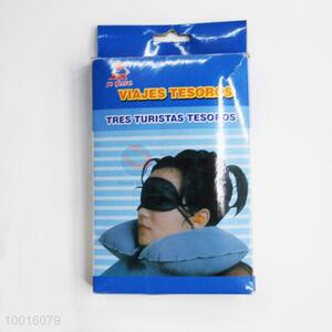 Wholesale Cheap Comfortable Soft Inflatable Air Cushion Pillow + Eye <em>Mask</em> + 2 Ear Plug Trip 3 in1