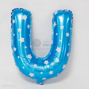 Blue inflatable letter U balloon