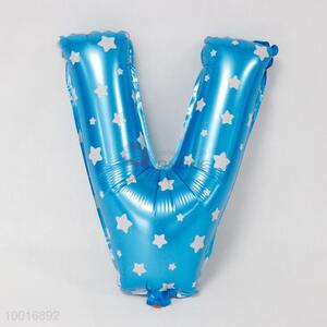 Blue inflatable letter V balloon
