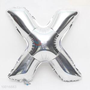 Silver letter X foil balloon