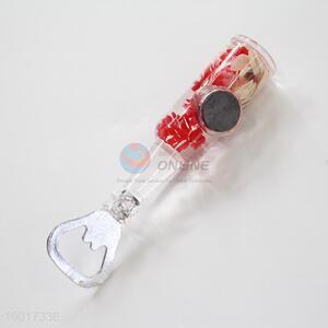 Red liquid flower&shell bottle opener