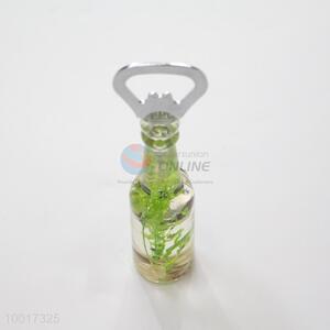 Green refrigerator magnet bottle opener