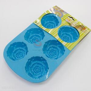 6-grid rose shape silicone cake mould