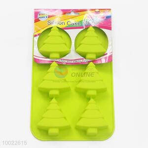 6 Tree Shaped Holes Silicone Green Cake Mould