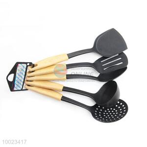 Wholesale Kitchenware 5 Pieces Wooden Handle Nylon Kitchen Cook Tools