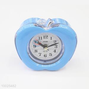 Blue Apple Shaped Plastic Alarm Clock With Yellow Light