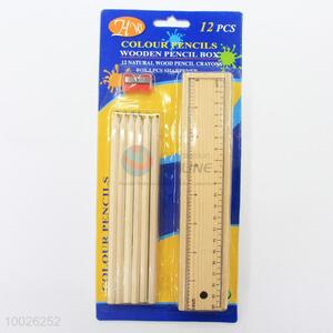 12 Colors Pencil with Wooden Box and Pencil Sharpener