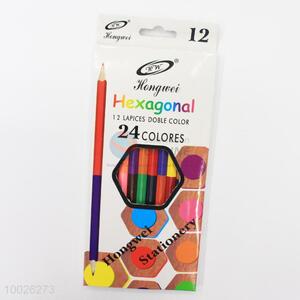 Hexagonal 12 Pieces Pencils, 24 Colors