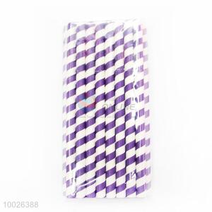 Purple Party Decoration Paper Straw ,Striped Paper Straw
