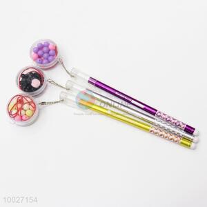 Fashion colorful beads pendant gel pen for students
