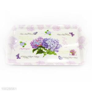 Purple Flower Pattern Rectangular Melamine Fruit Plate/Fruit Tray