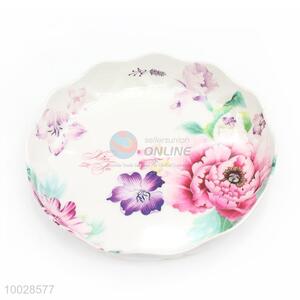 Wave Border Colorful Flower Pattern Plate for Cake/Fruit