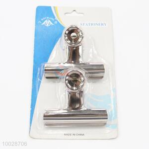 2 pieces silver iron binder clip/cow head clip
