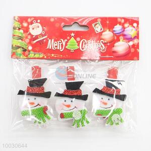 Christmas decoration snowman shaped wooden clips