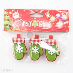 Christmas gloves shaped decorative wooden clips