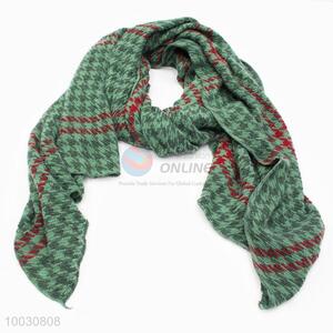 Wholesale Green Houndstooth Grid Wool Spinning Scarf