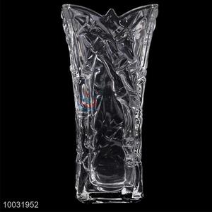 Hot Sale Bamboo Leaf Style Glass Bottle Square Crystal Vase