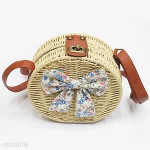 Round Cake Shape Women Woven Crossbody Bag