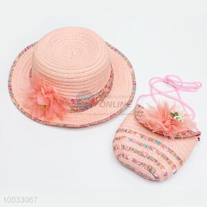 High Quality Woven Crossbody Bag and Round Hat Set For Children