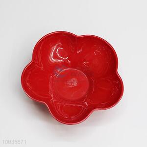Red flower shaped fruit bowl