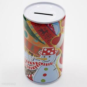 Kawaii Kids Iron Money Box Shaped in cylinder with Santa Claus Pattern