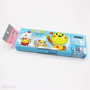 26*10*3CM Blue PV Pencil Box with Cartoon Animals Pattern