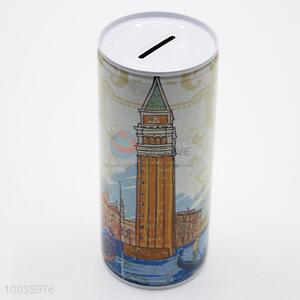 Kids Iron Money Box Shaped in cylinder with Big Ben Pattern