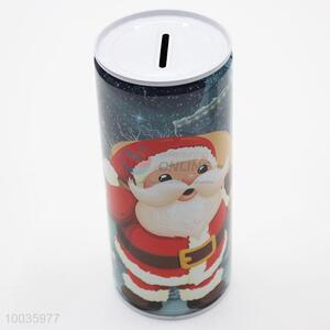 Hot Sale Kids Iron <em>Money</em> <em>Box</em> Shaped in cylinder with Santa Claus Pattern